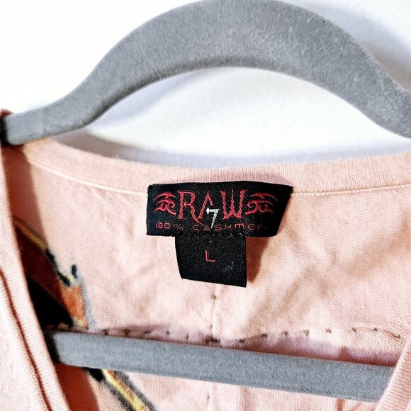 Vintage Raw 7 Cashmere Sweater Tank L Womens Y2K Pink Cowboy Hat Western - Picture 5 of 5